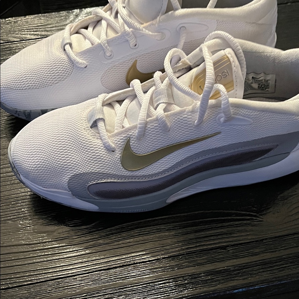 Nike White and Gold Athletic Shoes